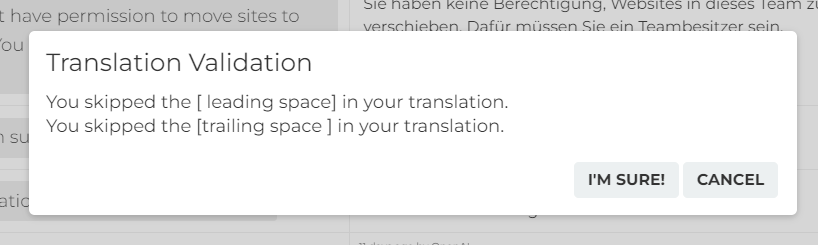 Translation Validation error message